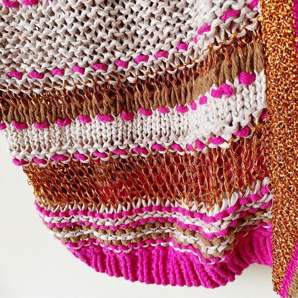 Chico’s | Color Pop Pattern Open Cardigan Sweater Short Sleeve Boho Hippie Large - Picture 5 of 8